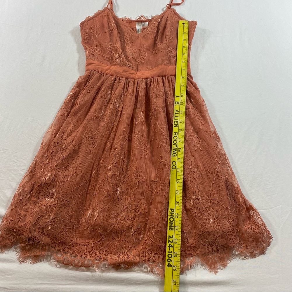 Elegant Lace Dress in Coral Small women’s dress mini adjustable straps Boho - Picture 5 of 7